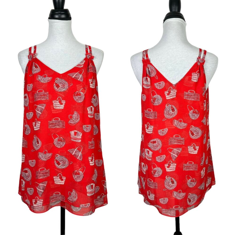 Cabi | #5624 Sz. Small Nantucket Cami Red Handbag Purse Print Tank Blouse